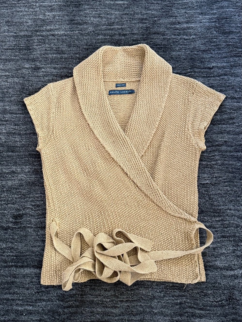 Ralph Lauren beige silk Wrap Sweater Top
